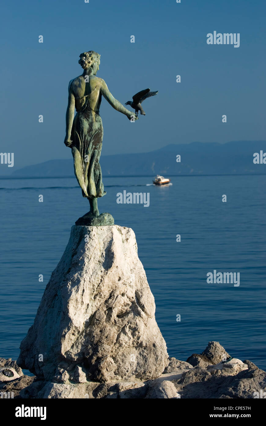 Statue along sea front, Opatija, Kvarner Gulf, Croatia, Adriatic, Europe Stock Photo