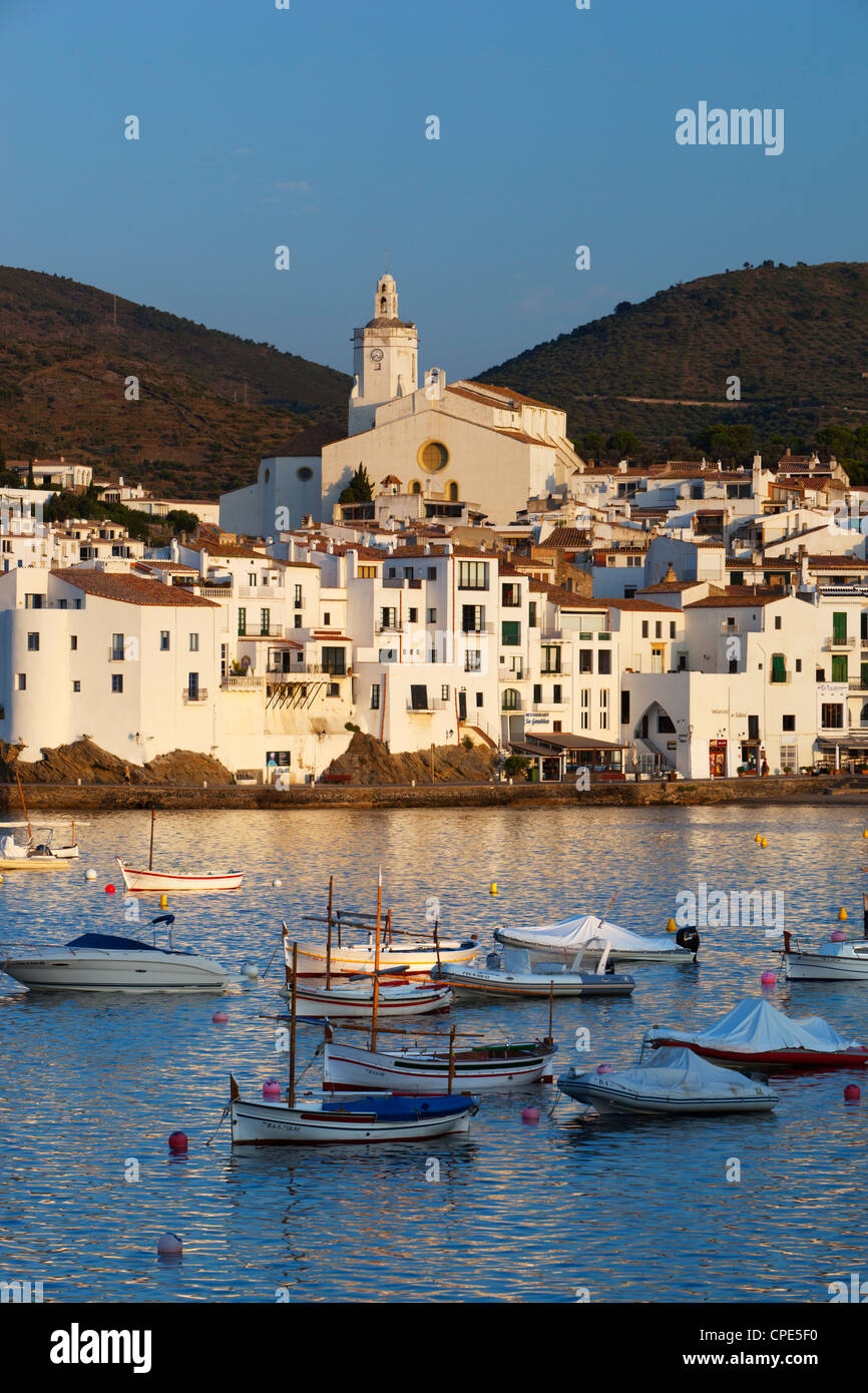 Harbour and town, Cadaques, Costa Brava, Catalonia, Spain, Mediterranean, Europe Stock Photo