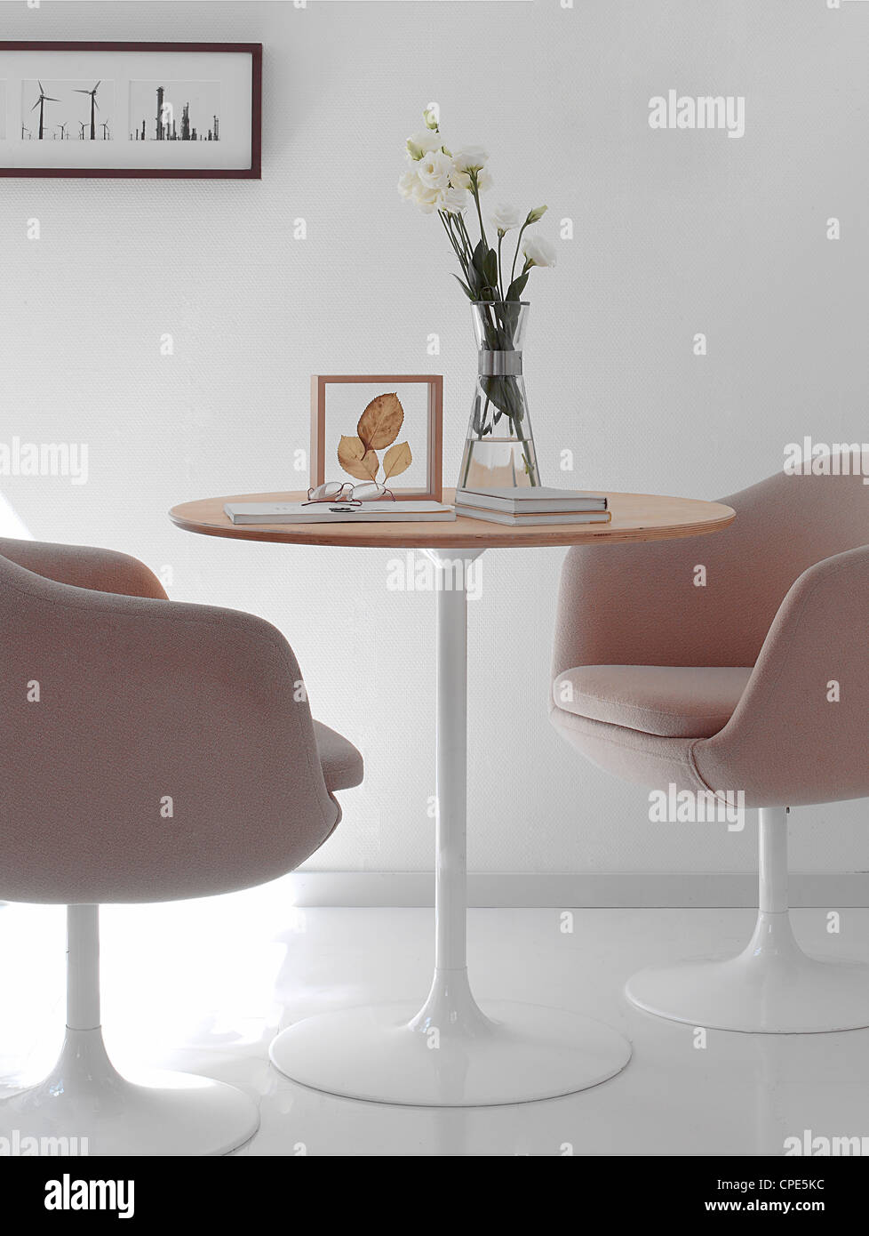 Modern Armchair and Table Setting Stock Photo Alamy
