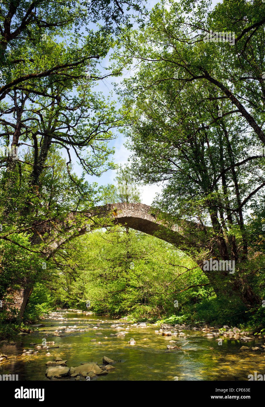 Ancient stone bridge near Kipi, Zagoria, Epirus, Greece, Europe Stock Photo