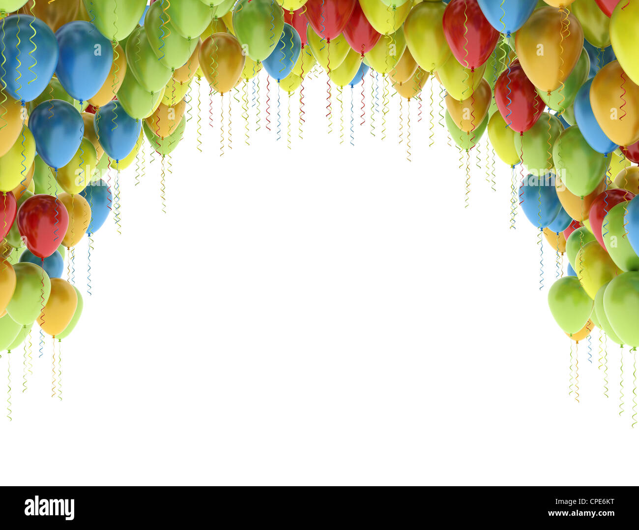 Colorful party balloons on white background Stock Photo - Alamy