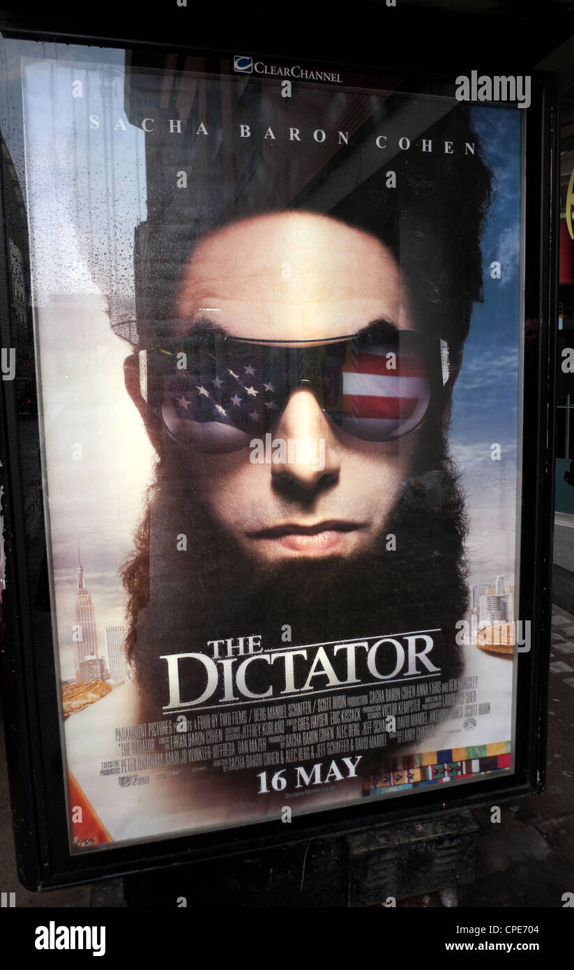 Advertisement for the British film The Dictator starring Sacha Baron Cohen London England May 2012 Stock Photo