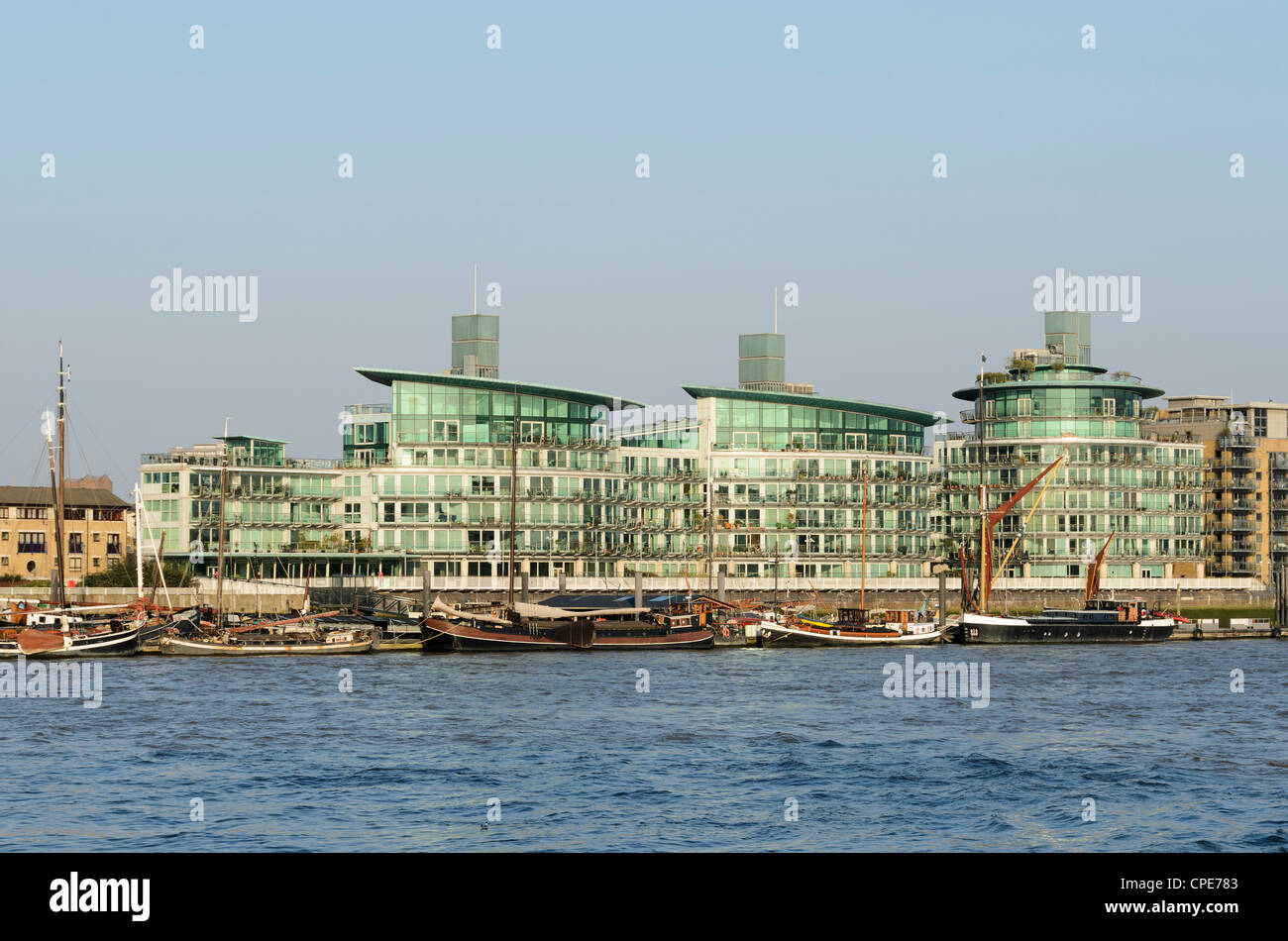 Modern riverside apartments at Wapping High Street London, England