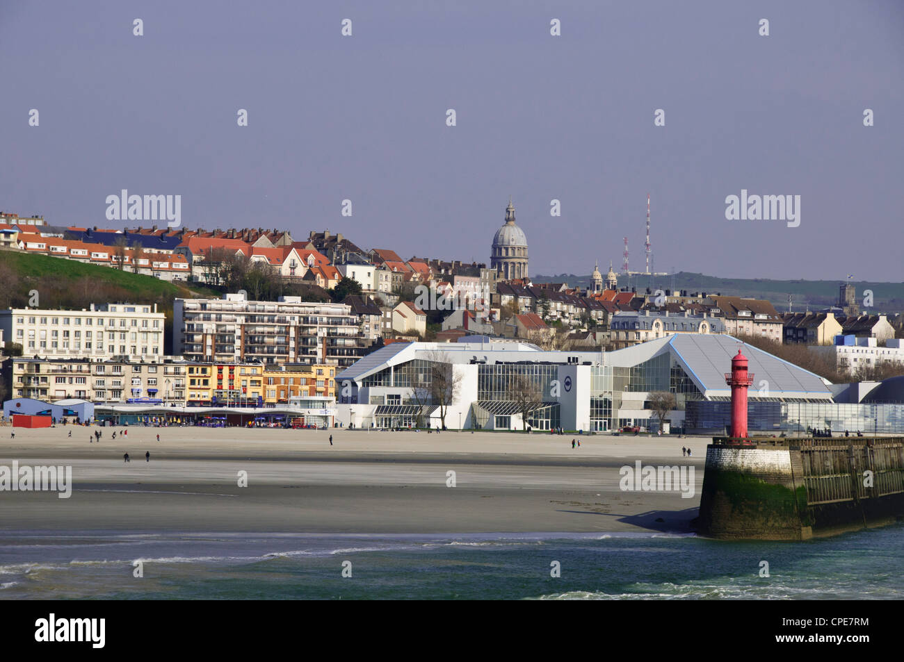 Boulogne-sur-Mer,On Sea,Beaches,Wind Sailing,Boulogne Cathedral, Port,Boats,  Ferries,Ferry Terminal,Northern France Stock Photo - Alamy