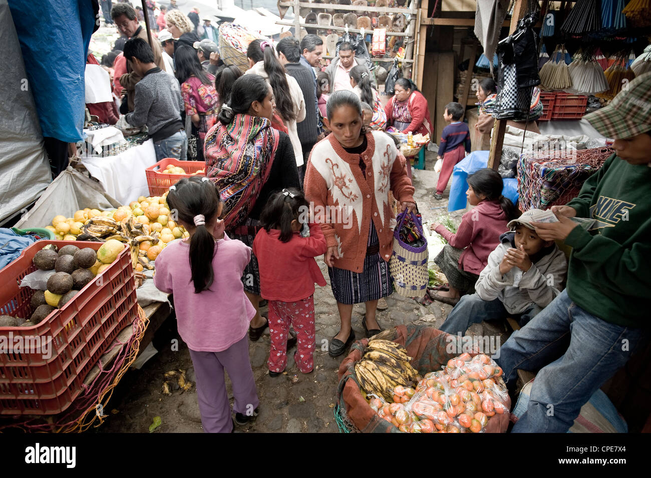 Market, Chichicastenango, Western Highlands, Guatemala, Central America Stock Photo