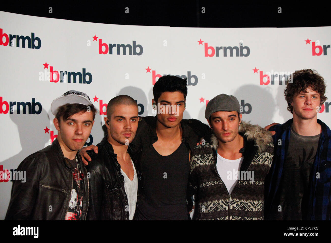 All five members of The Wanted boyband,backstage for a photocall before ...