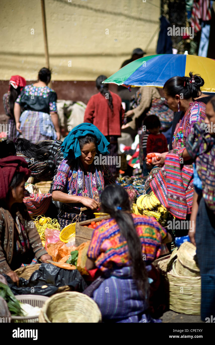 Market at Solola, Western Highlands, Guatemala, Central America Stock Photo
