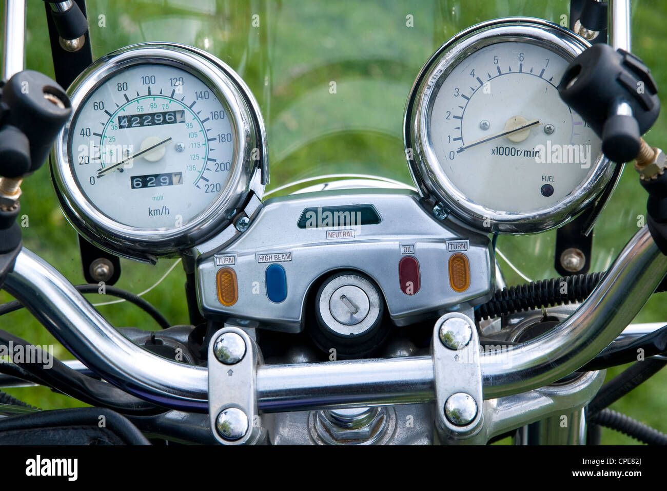 Motorcycle speedometer board close up Stock Photo - Alamy