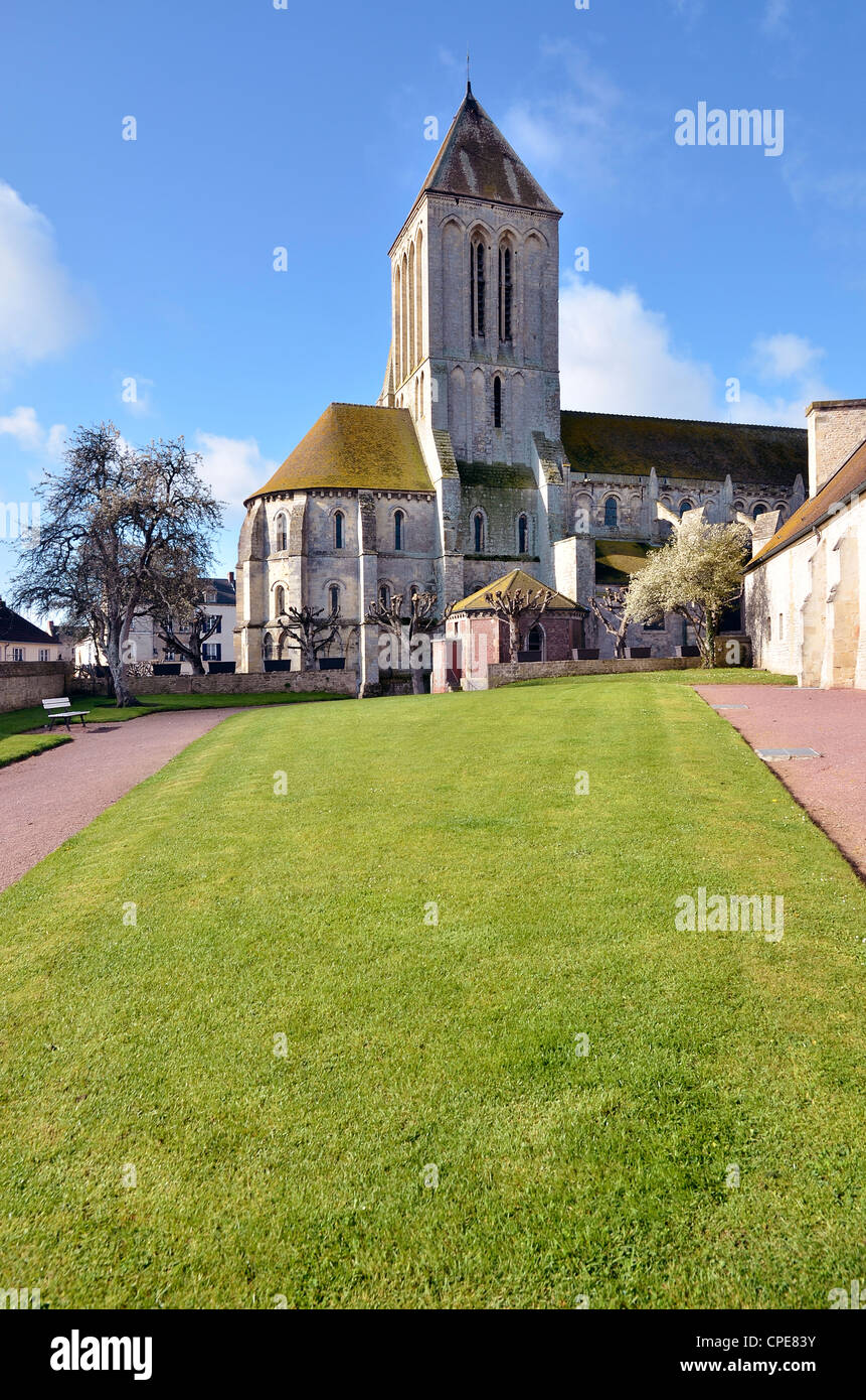 Church of Saint Samson of Ouistreham, commune in the Calvados department in the Basse-Normandie region in northwestern France. Stock Photo
