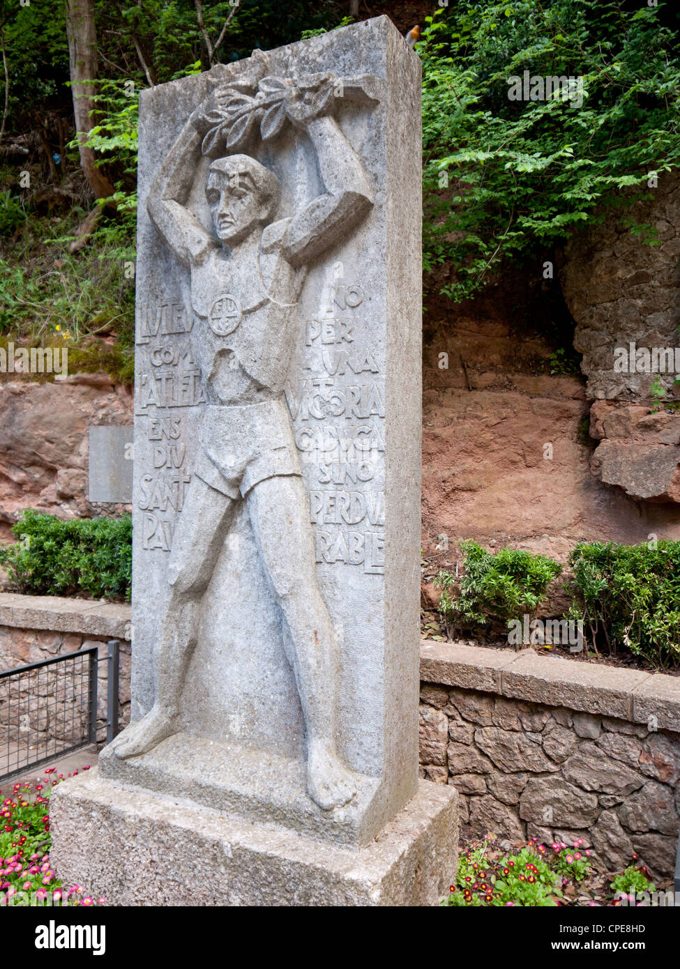 Statue of athlete at Montserrat monastery Stock Photo