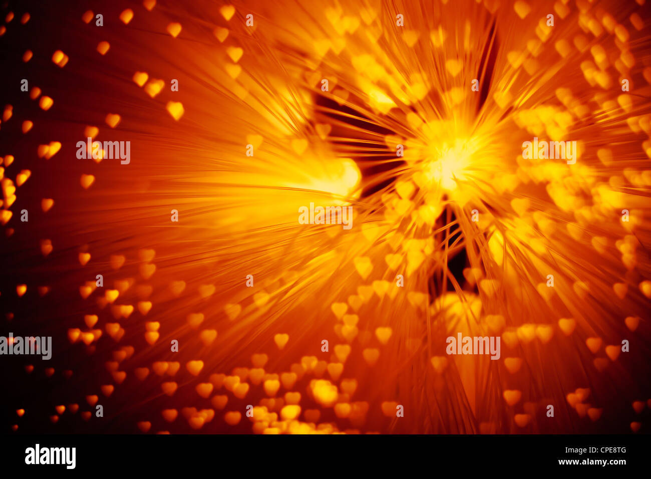 Decoration fibreglass lighting, photography with heartfilter, dark