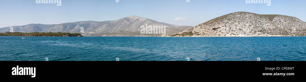 View over the sea of the Peloponnese peninsula of Greece Stock Photo