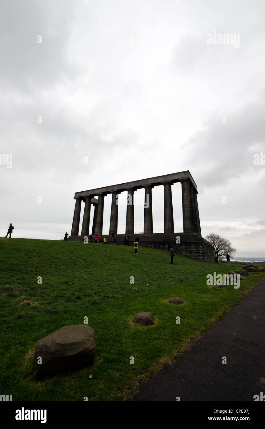 The Edinburgh Monument 'Edinburgh's Disgrace' on Calton Hill in the centre of Edinburgh, Scotland. Stock Photo