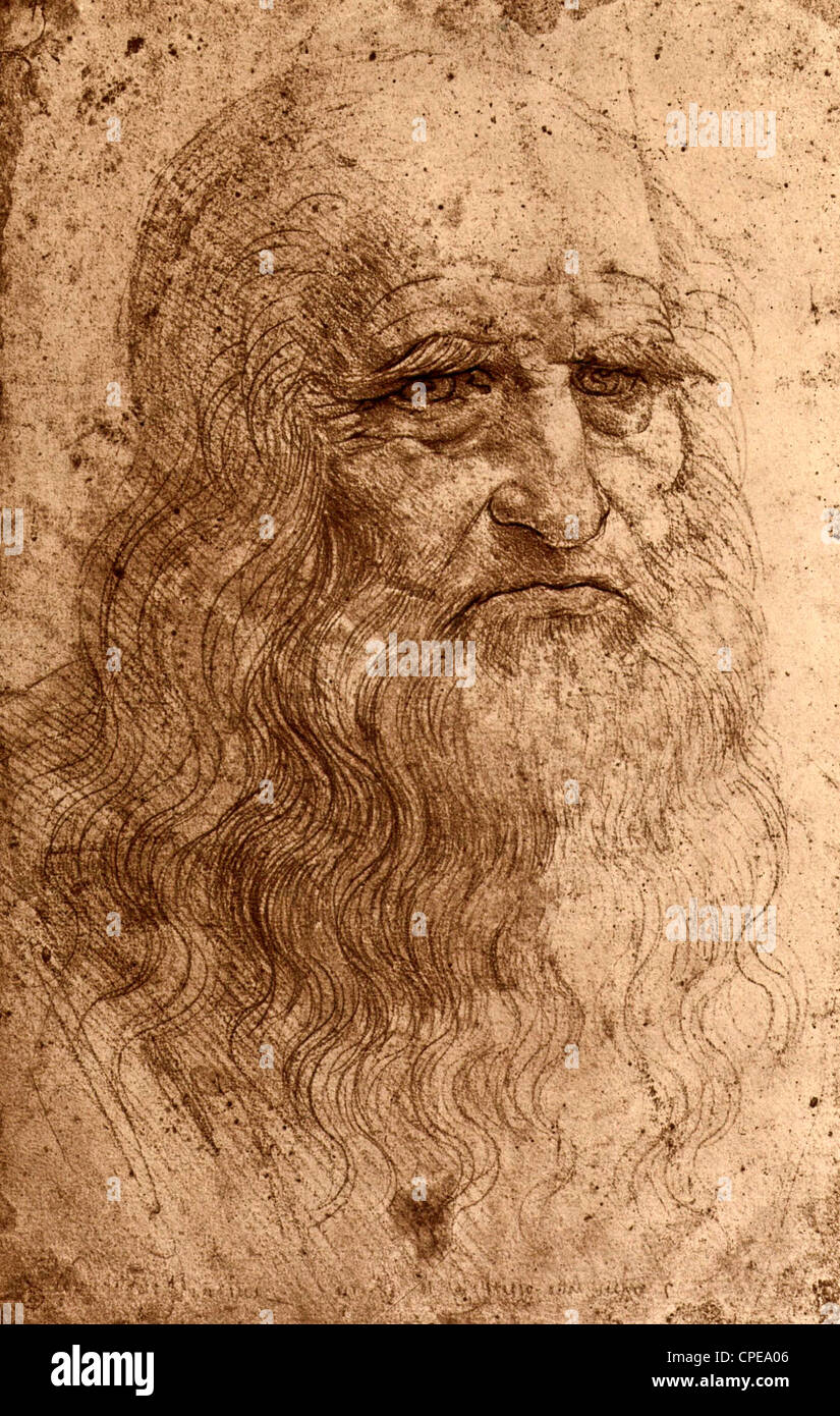 Europe Italy Piedmont Turin Royal Library Leonardo Da Vinci Self Portrait Stock Photo
