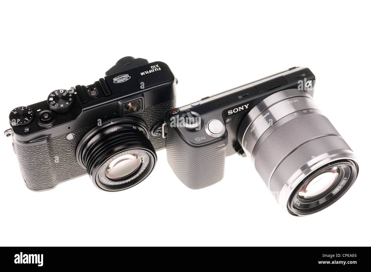 Sony NEX-5n and Fujifilm X10 rival designs of compact semi-pro camera, 2012  Stock Photo - Alamy