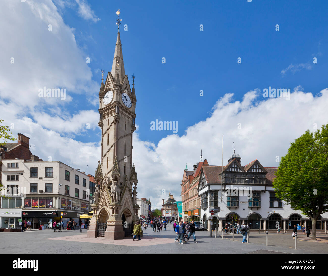Victorian Haymarket Memorial Clock Tower Leicester city centre Leicestershire East Midlands England UK GB EU Europe Stock Photo