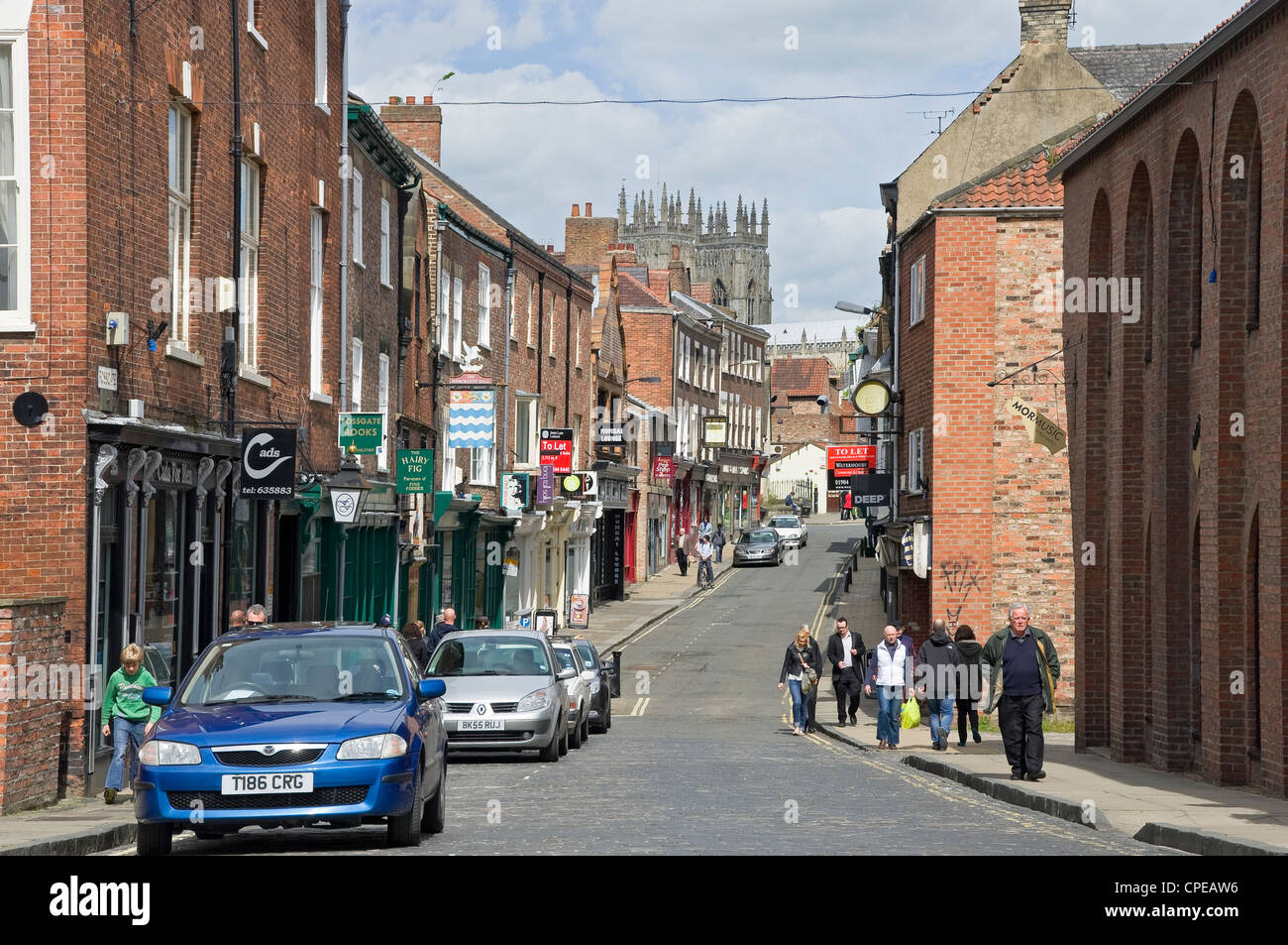 People shopping shops stores Street York City Town Centre Fossgate