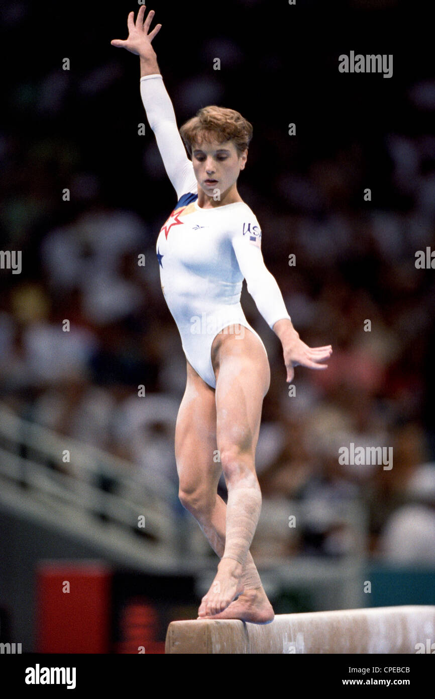 Kerri Strug (USA) competes on the balance beam at the 1996 Olympic Summer G...