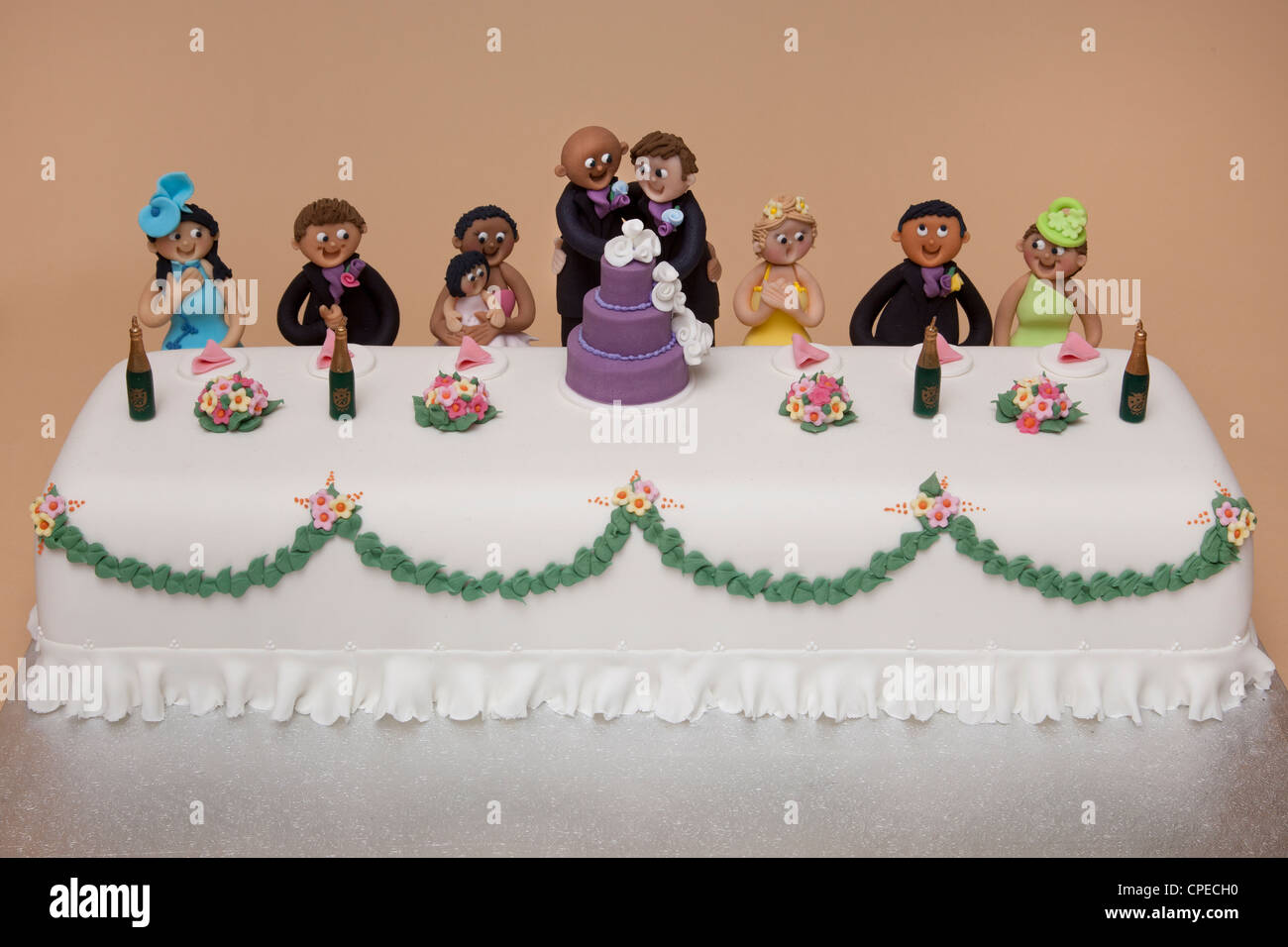 top table wedding cake of gay couples marriage Stock Photo