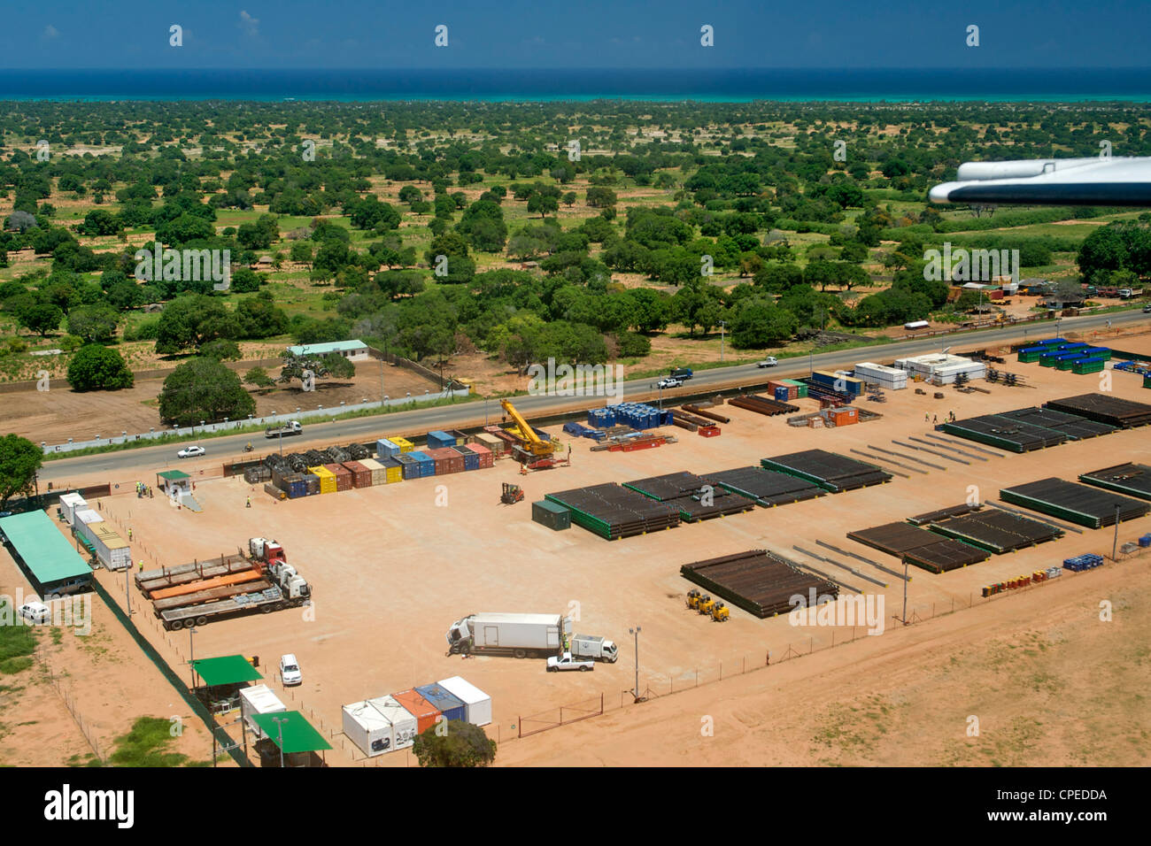 Aerial view of Pemba airport in northern Mozambique. Stock Photo