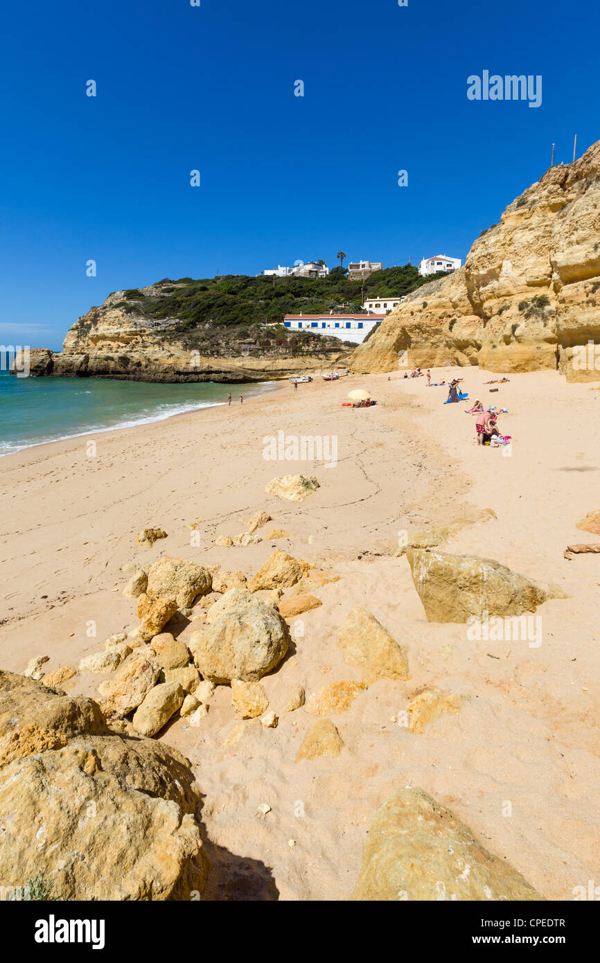 Beach in the small fishing village of Benagil on the coast between Portimao and Albufeira, Algarve, Portugal Stock Photo
