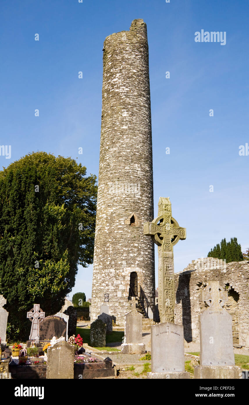 Monasterboice early monastic settlement in Ireland. View over the