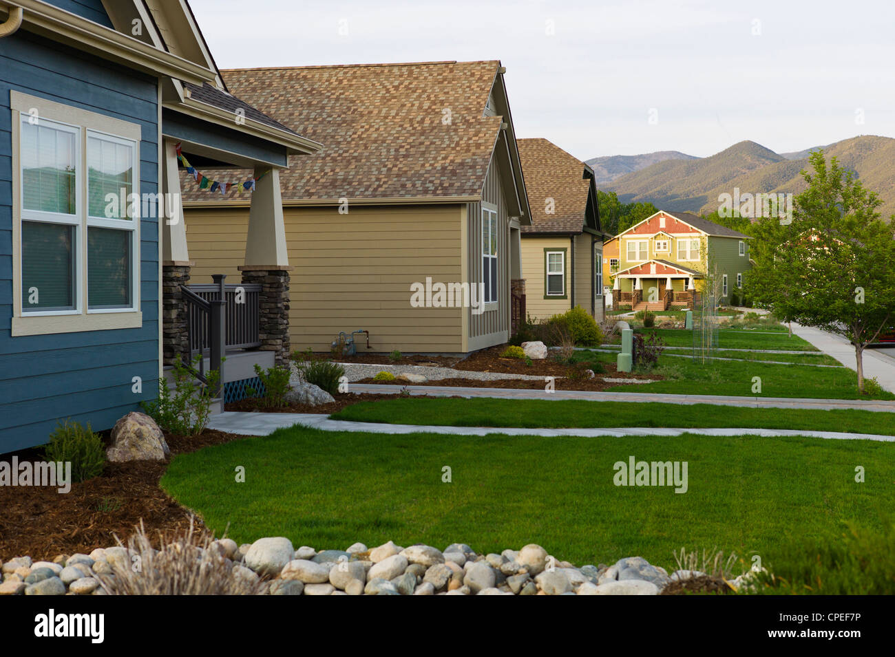 Craftsman Style residential homes in Colorado, USA Stock Photo