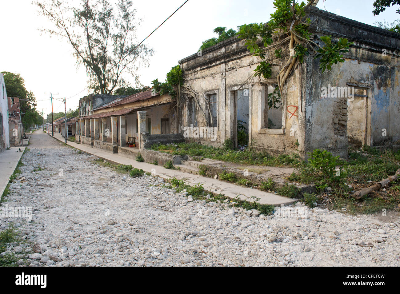 Colonial remains of India Street in Ibo on Ibo island in the Quirimbas archipelago off the coast of Mozambique. Stock Photo
