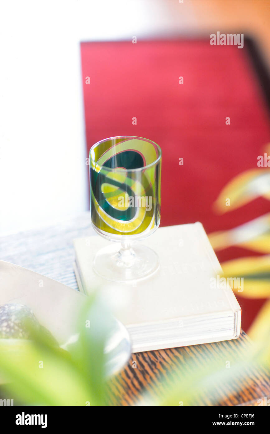 Colorful Drinking Glass On Table Stock Photo
