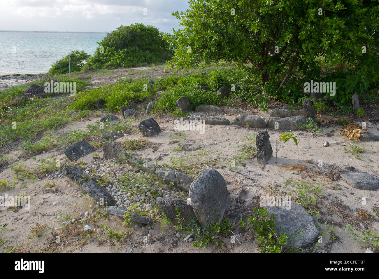 Graves of leprosy victims on Mogundula island in the Quirimbas archipelago in northern Mozambique. Stock Photo