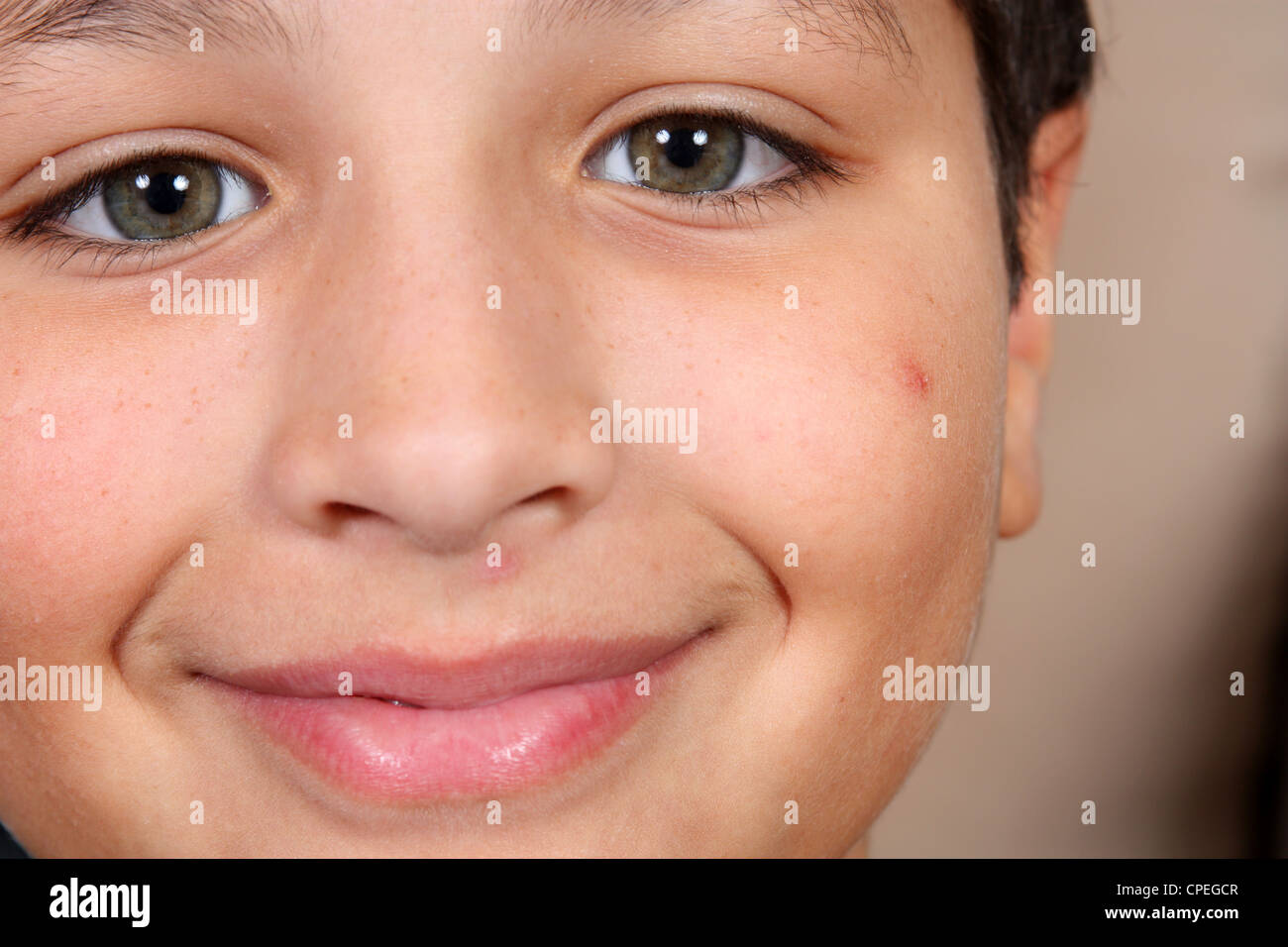 Young Boy With Brown Hair At Home Stock Photo Alamy