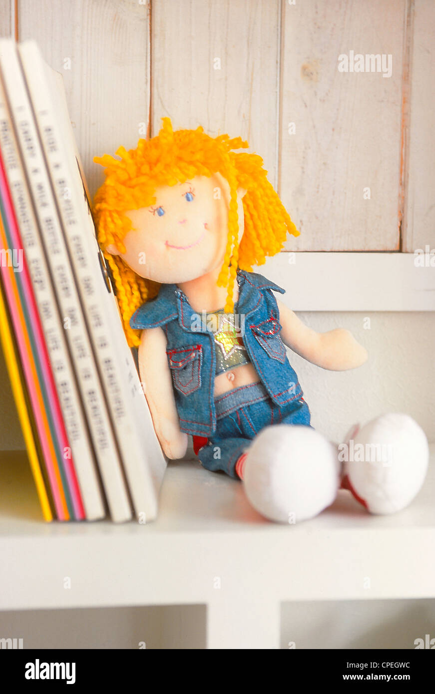 Close Up View Of Doll In Shelf Stock Photo