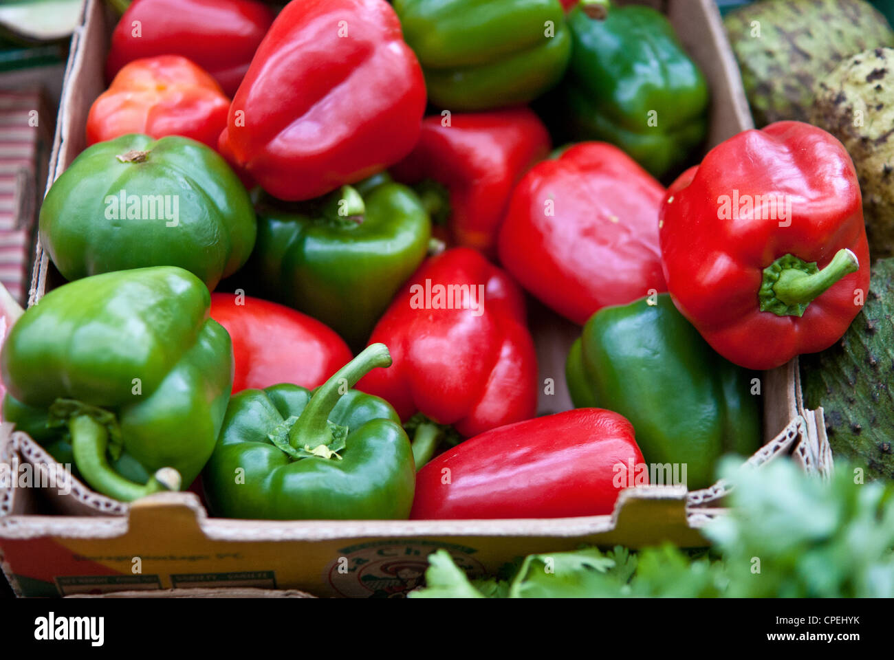 red and green peppers at Brixton indoors market Stock Photo - Alamy