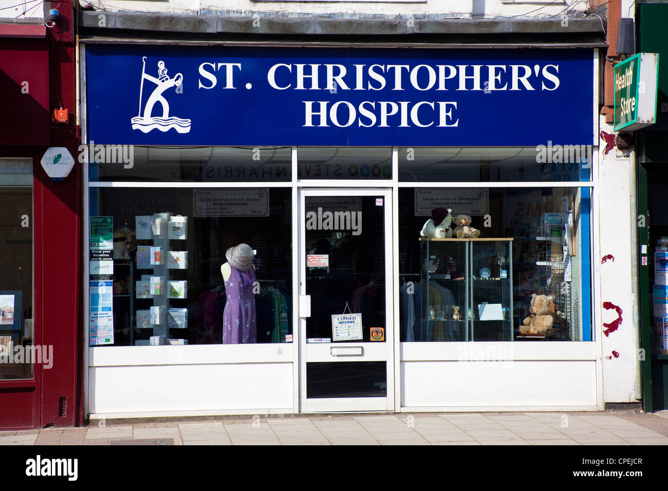 Shop front, St Christopher's Hospice, charity shop, London, UK Stock Photo