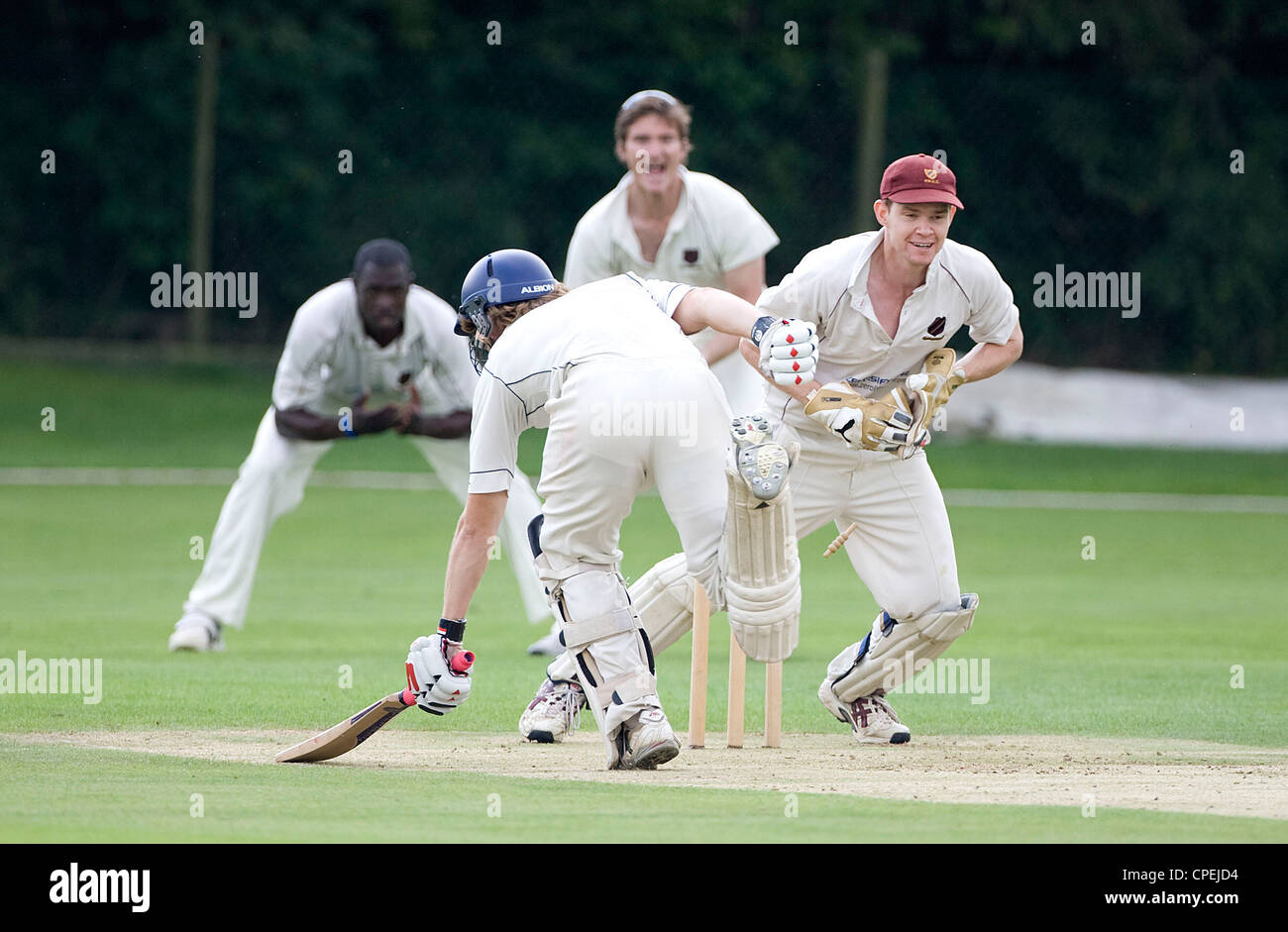 Local Cricket match in Southern England. Picture by James Boardman. Stock Photo