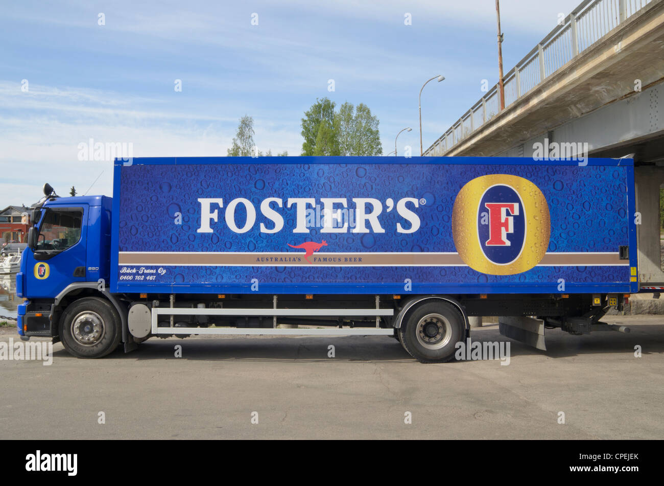 Fosters brand beer truck Stock Photo Alamy