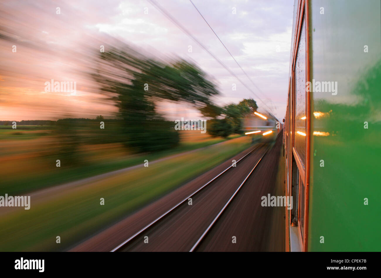 2 trains travelling in opposite directions