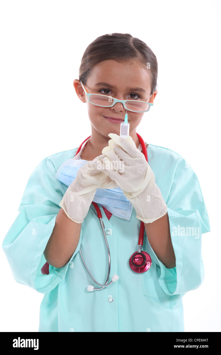 Little girl dressed up in nurses costume Stock Photo Alamy