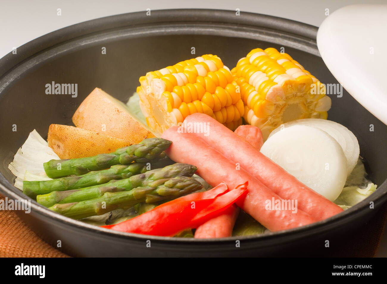 Vegetables In Frying Pan Stock Photo