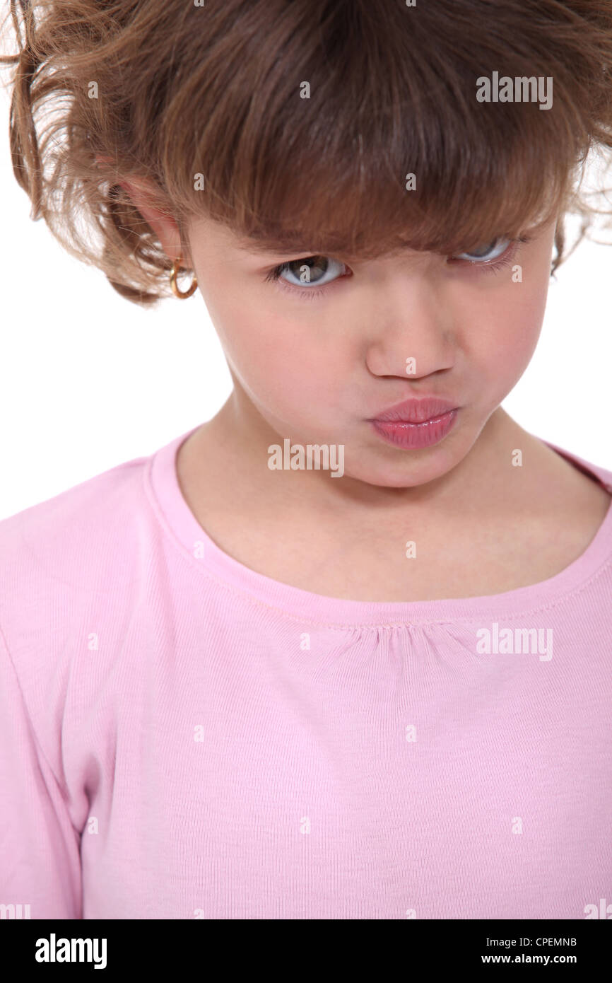 Grumpy little girl Stock Photo