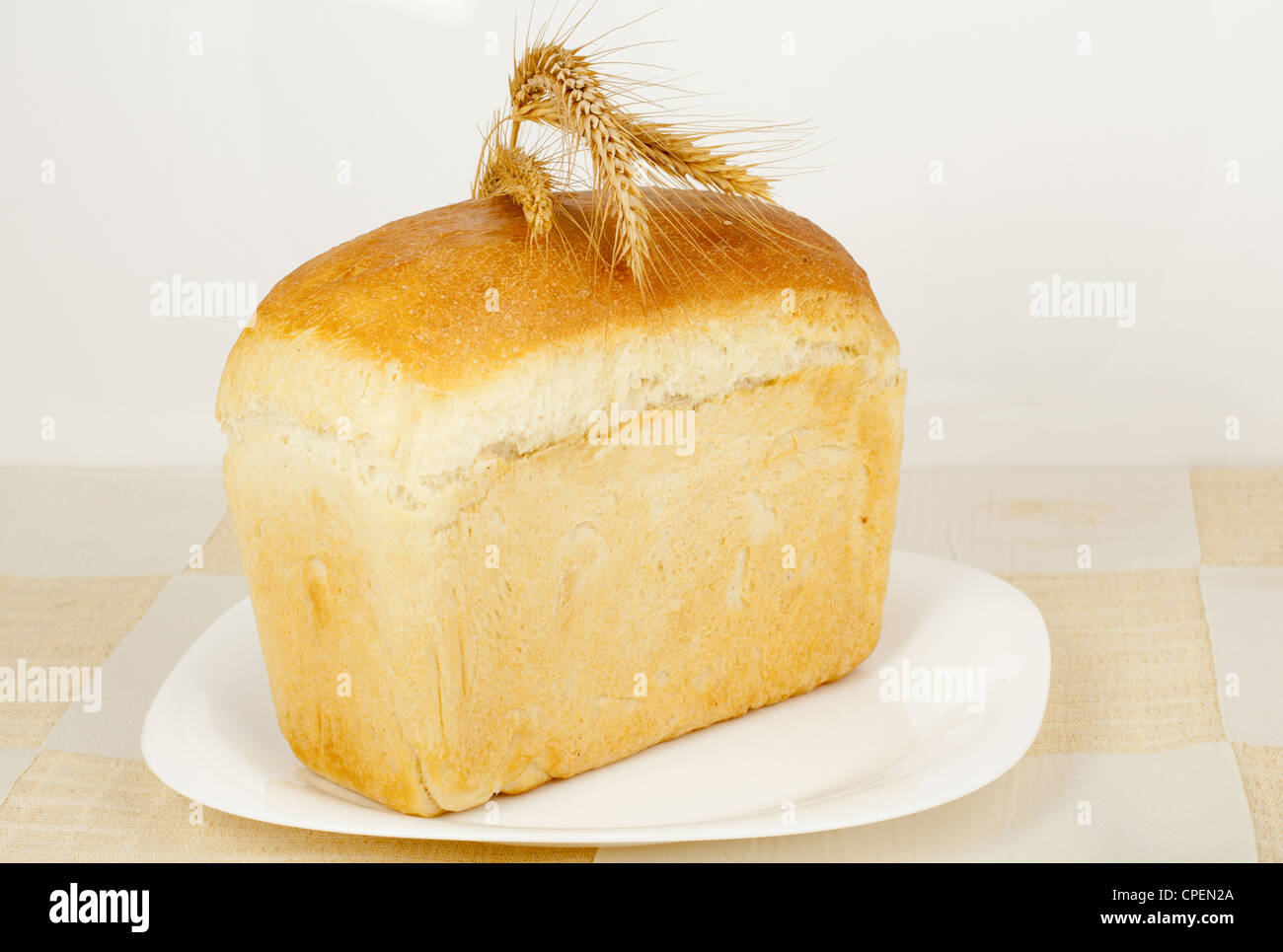 Bread baking tin home with ears closeup Stock Photo