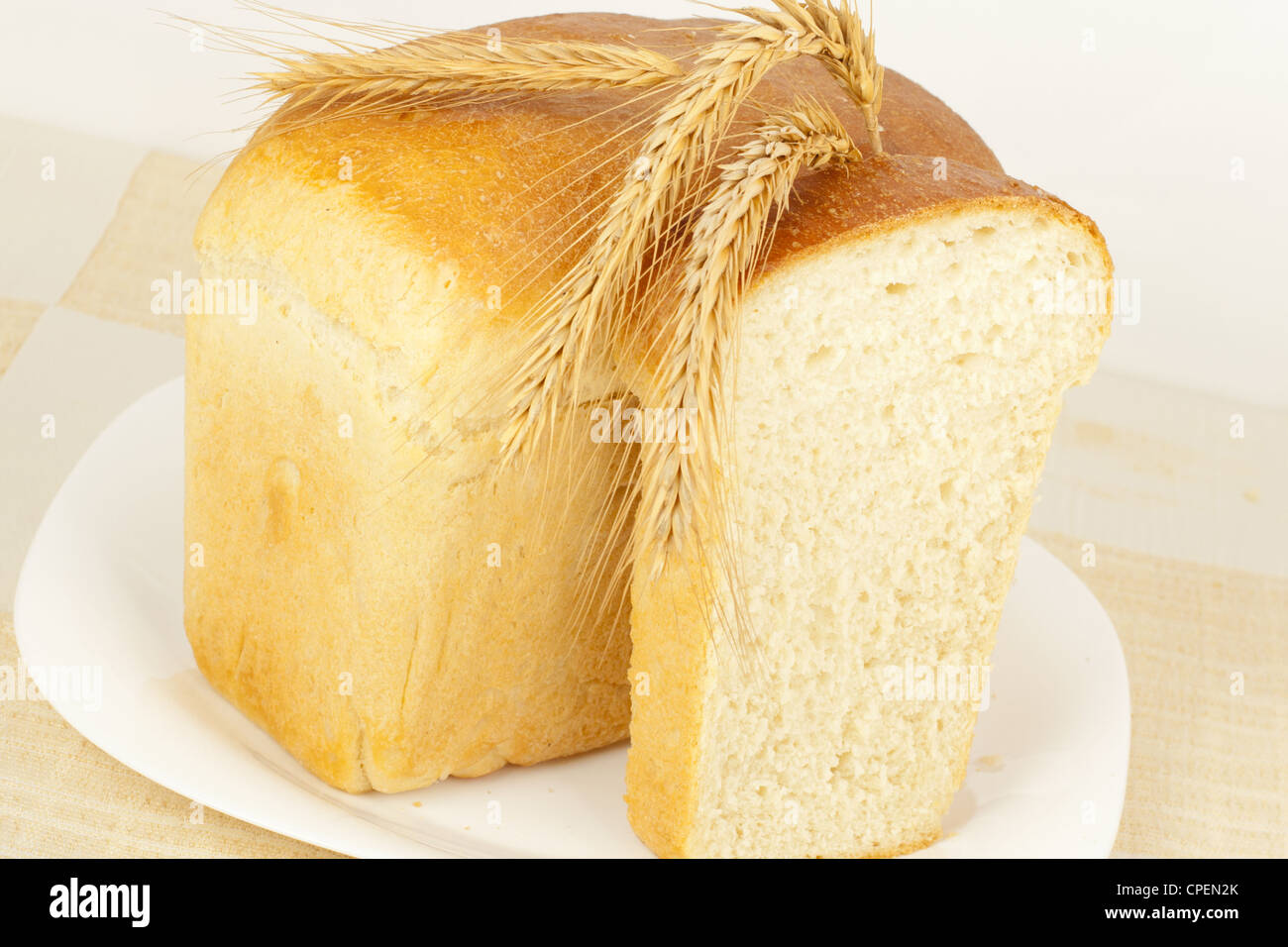 Bread baking tin home with ears closeup Stock Photo Alamy