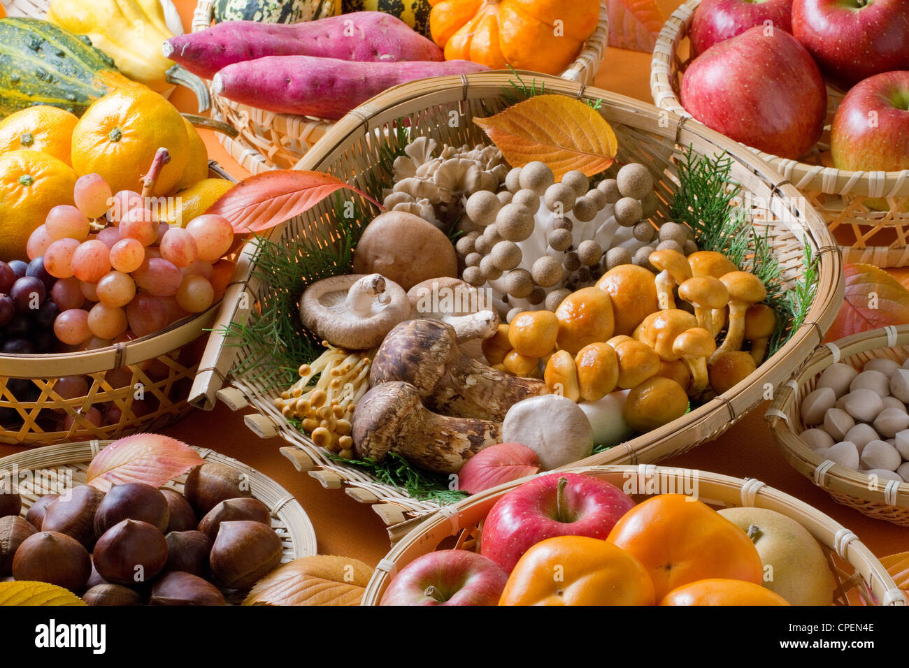 Full Frame Of Various Fruits And Vegetables Stock Photo