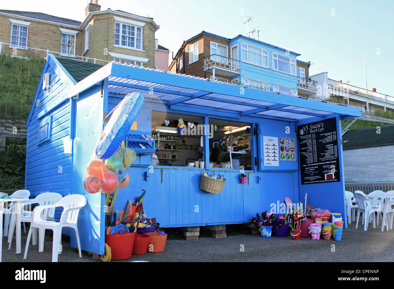 Cafe beach hut at Southwold Suffolk England UK Stock Photo