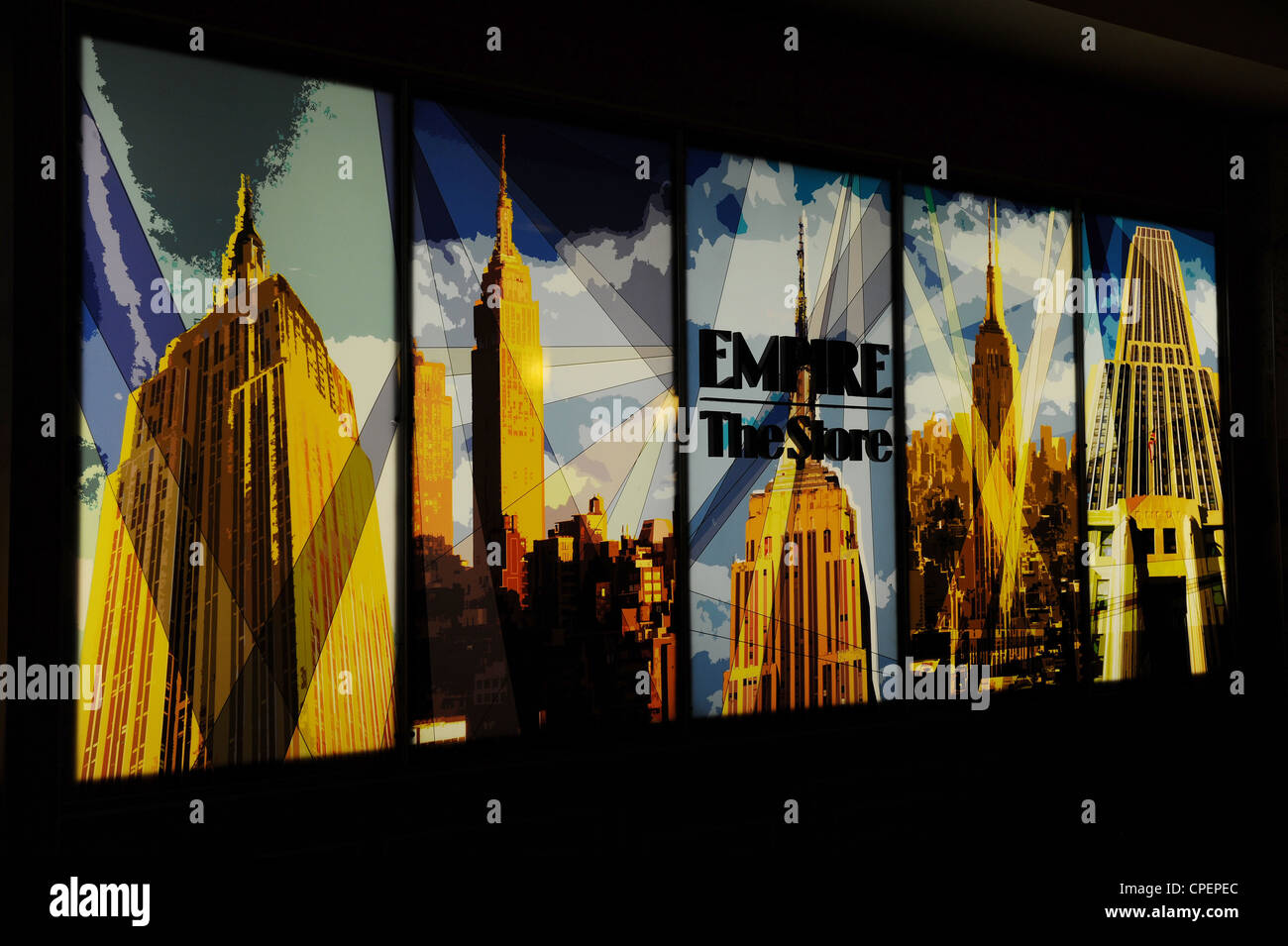 Sign for The Empire Store, The Empire State Building, New York Stock Photo