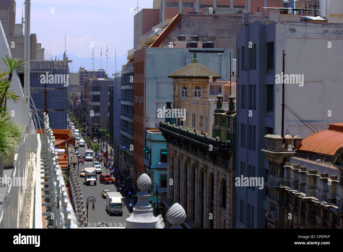 Aerial view of Calle Isabel Catolica. Downtown Mexico City in daylight. Clean air. Stock Photo