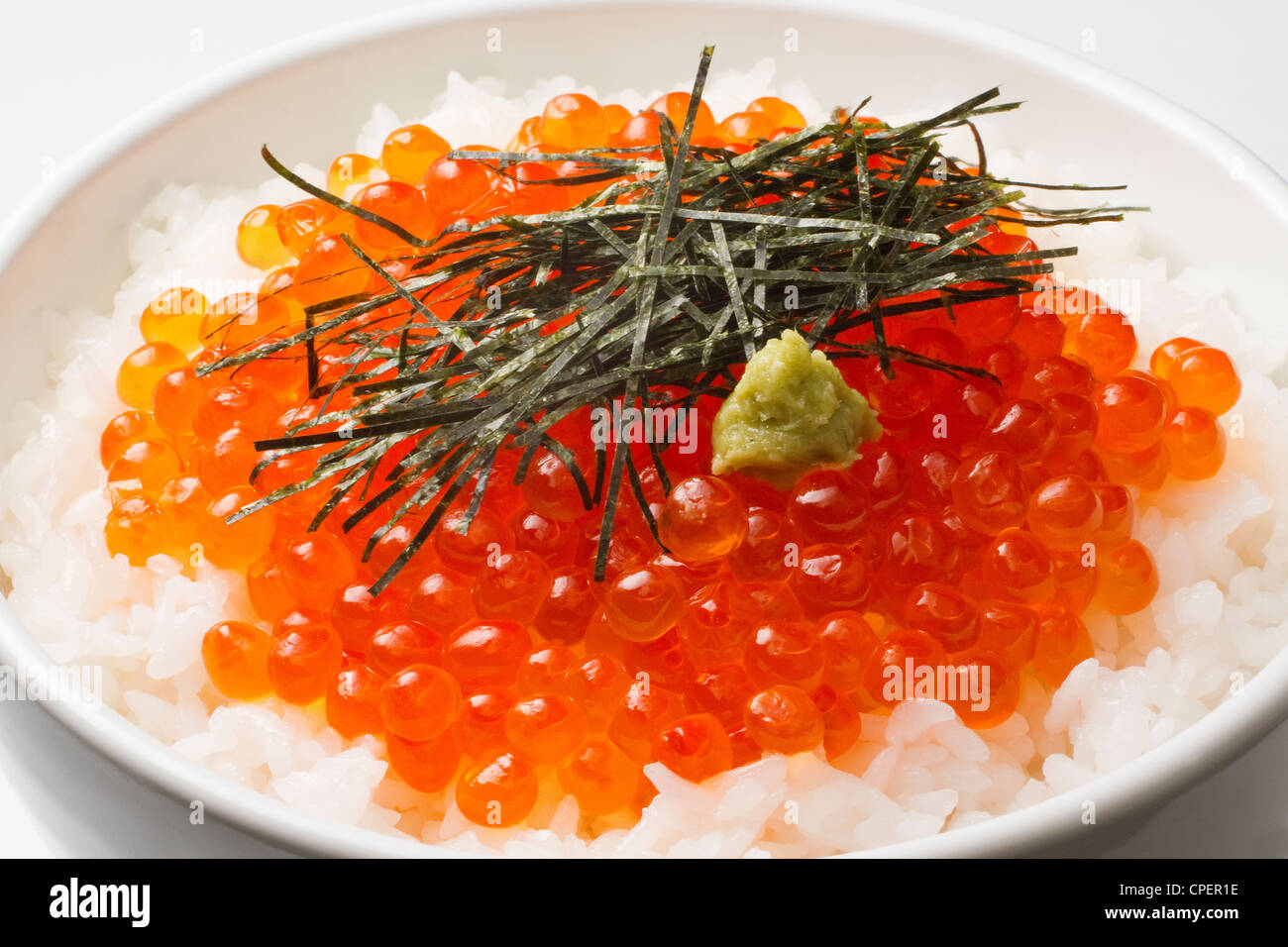 Boiled Rice And Caviar Stock Photo