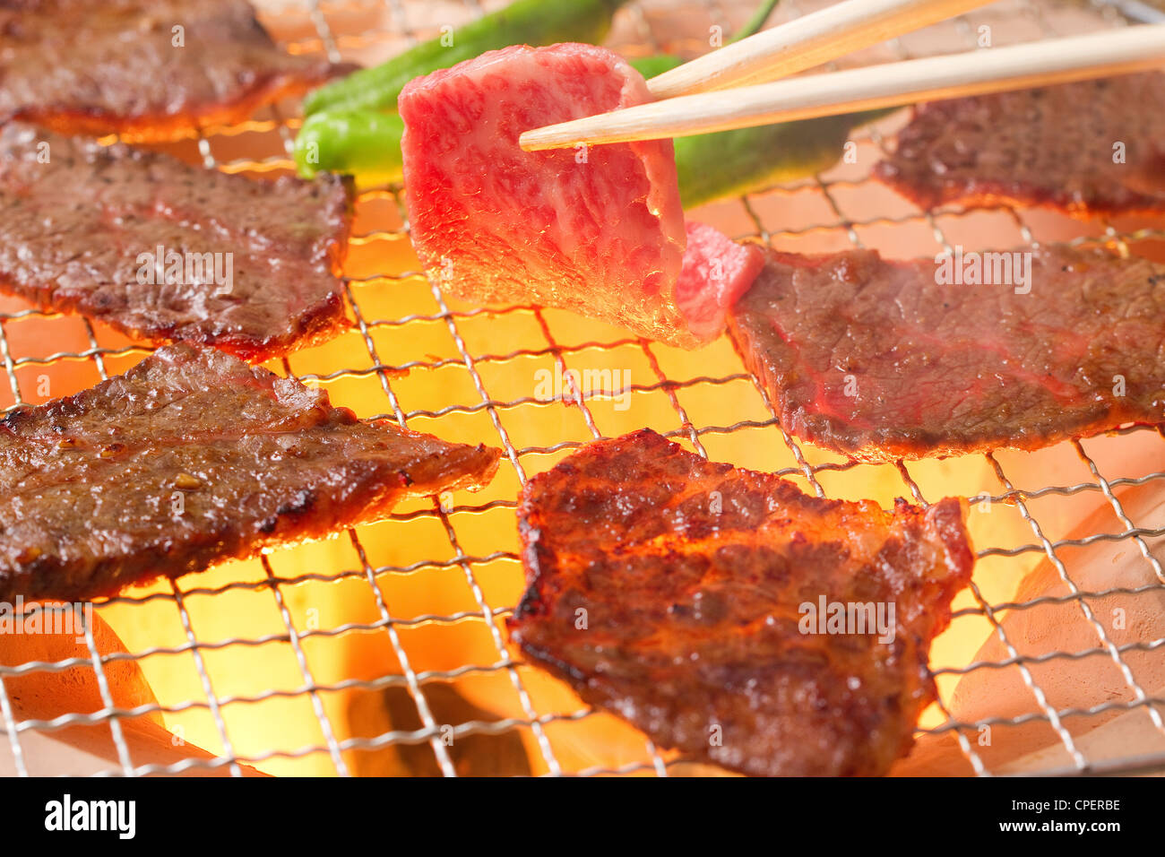 Meat Pieces On Grill Stock Photo Alamy