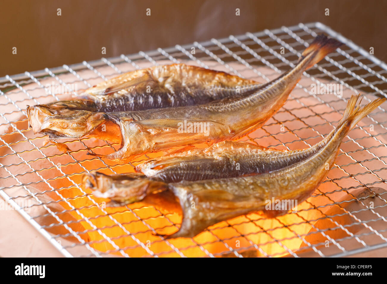 Fishes On Grill Stock Photo
