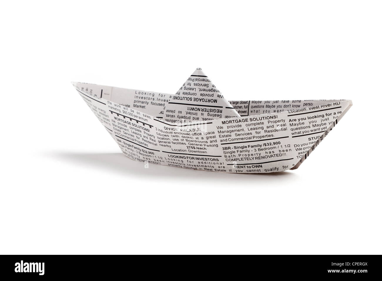 Newspaper boat, business concept. Stock Photo